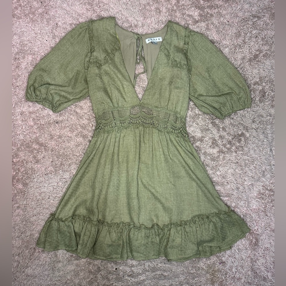 HYFVE Olive Green Ruffled Mini Dress - Picture 3 of 6